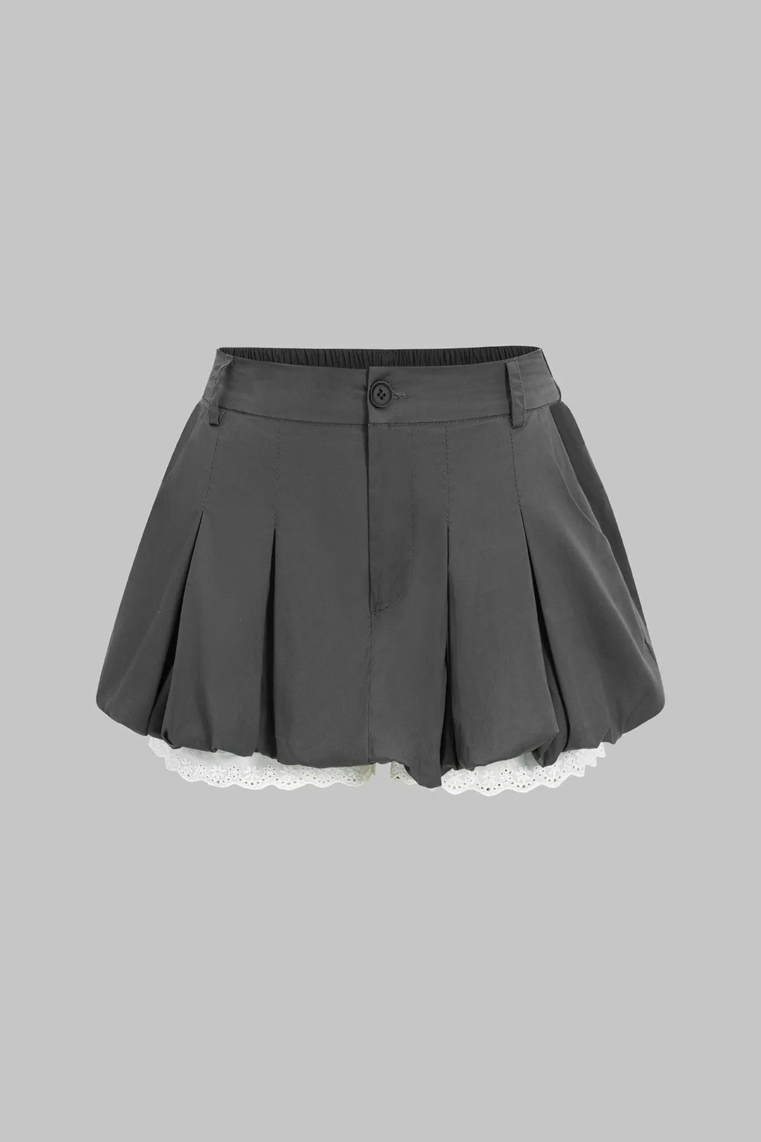 Lace Trim Ruched Low Waist Skort sold by Micas
