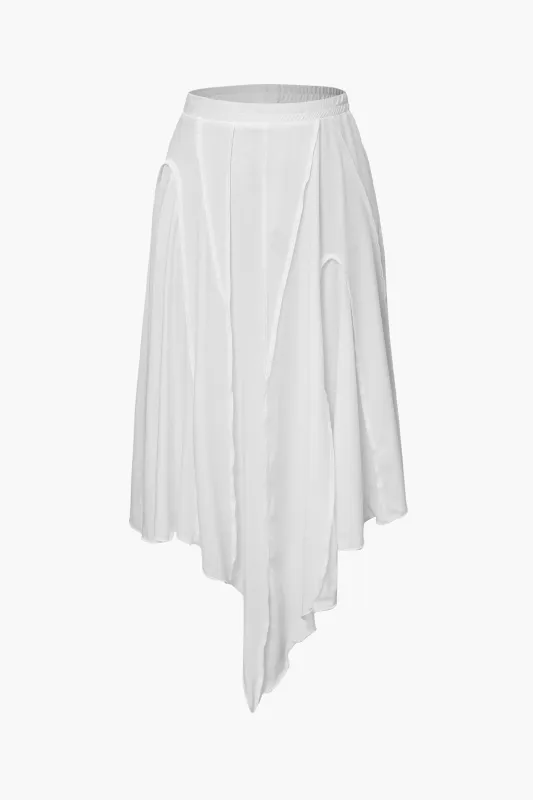 Solid Scallop Edge Asymmetrical Skirt sold by Micas