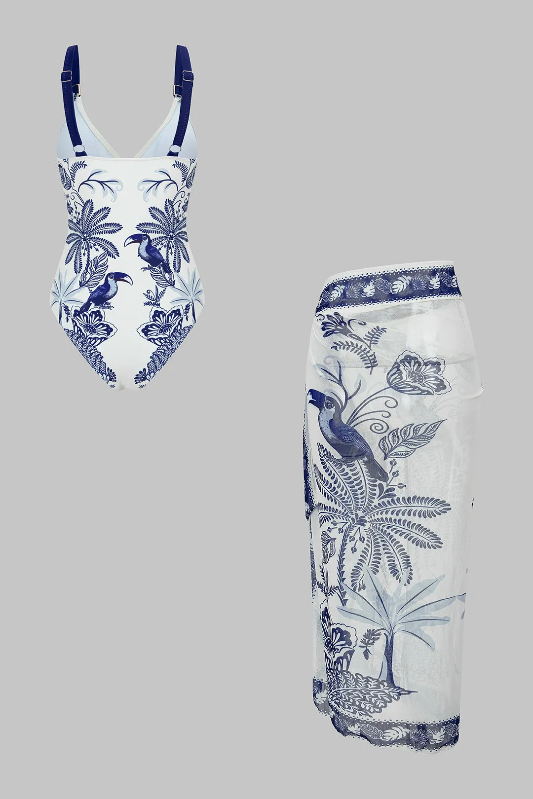 Bird Print Wrap 3-Piece Bikini Set sold by Micas product image thumbnail 2