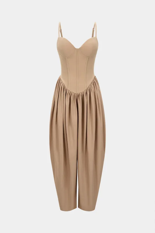Solid Corset Ruched Slip Sleeveless Jumpsuit sold by Micas