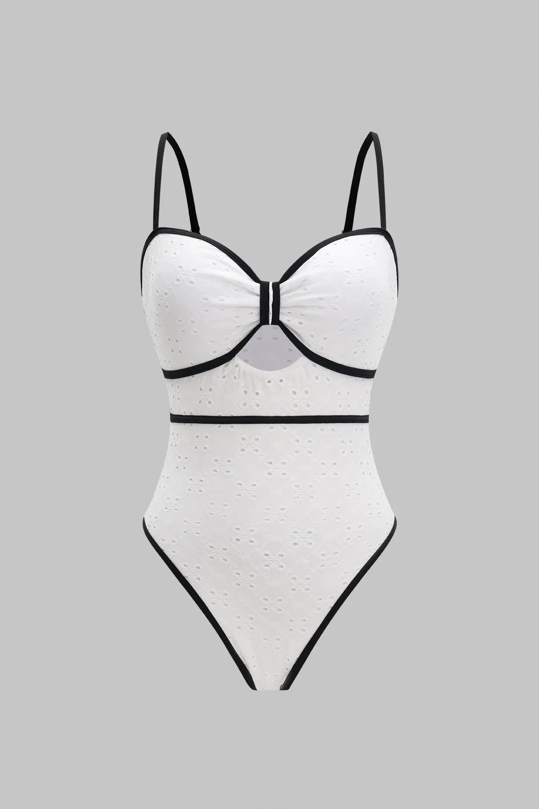 Embroidery Hollow Out One-Piece Swimsuit sold by Micas