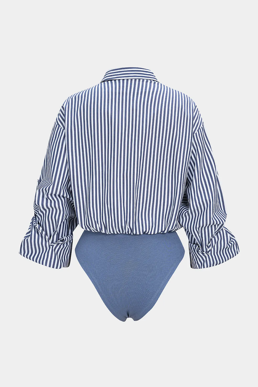 Stripes Print Button Patchwork Knotted Long Sleeve Bodysuit sold by Micas product image thumbnail 2