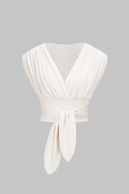 V-Neck Tie-Front Tank Top sold by Micas