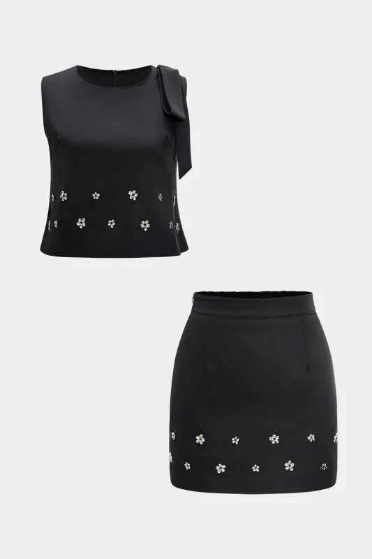 Metallic Decor Tank Top Sleeveless And High-Waisted Mini Skirt Set sold by Micas