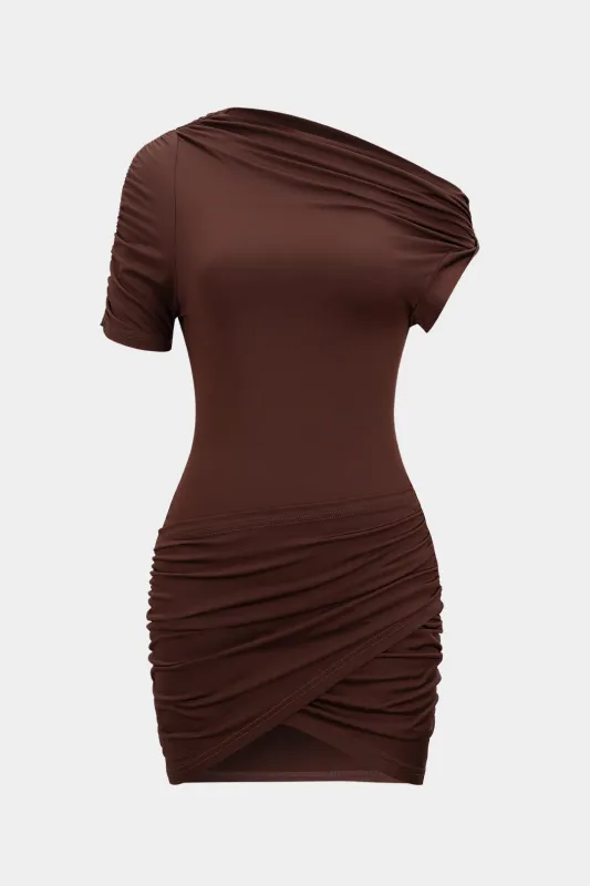 Ruched One Shoulder Sleeveless Mini Dress sold by Micas