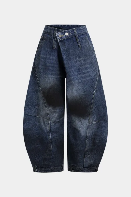 Plus Size Denim Asymmetrical Jeans sold by Micas