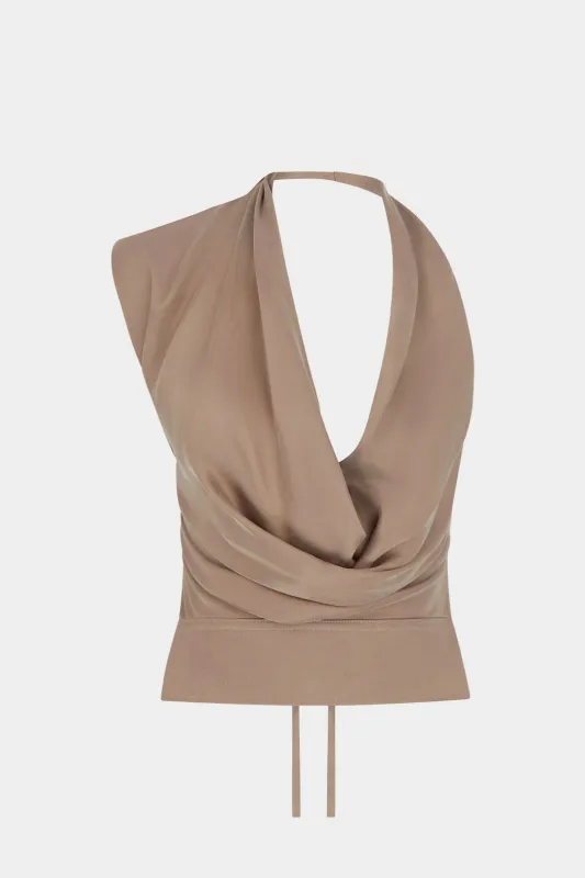 Halter Neck Asymmetrical Ruched Tank Top sold by Micas
