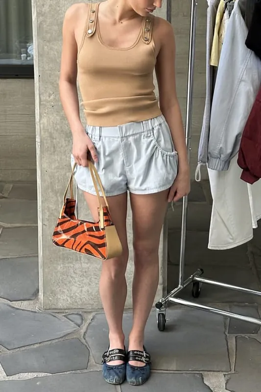 U-Neck Metallic Button Tank Top sold by Micas