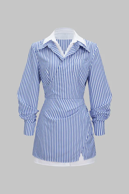 Stripes Print Patchwork Long Sleeve Mini Dress sold by Micas