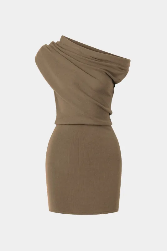 Ruched Asymmetrical Sleeveless Mini Dress sold by Micas