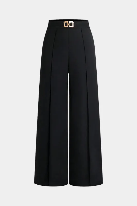Solid Belted Wide-Leg Pants sold by Micas