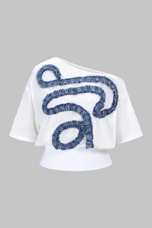 Asymmetrical Patchwork Short Sleeve T-Shirt sold by Micas