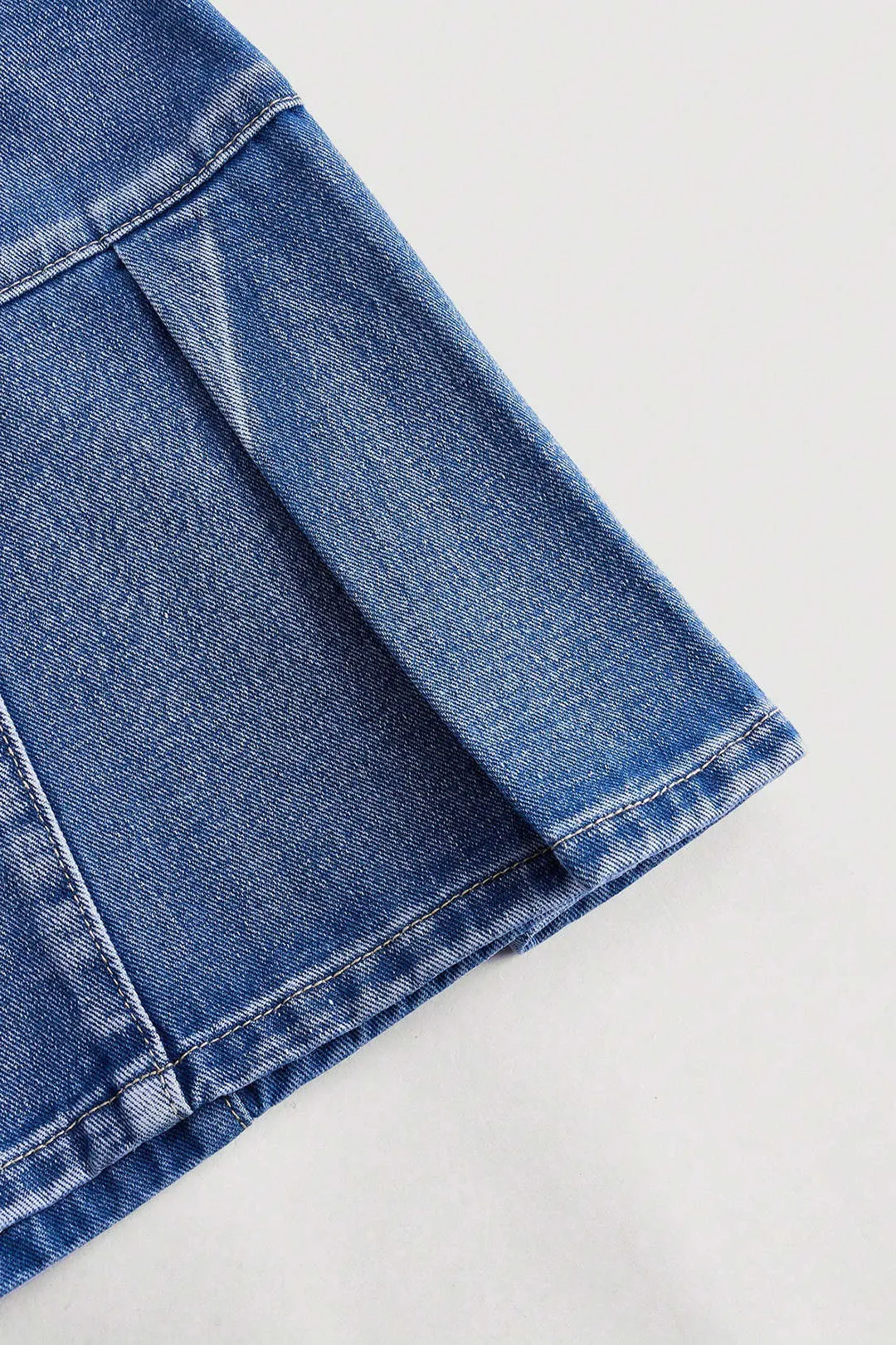 Denim Pleated Button Stitching Shorts sold by Micas product image thumbnail 3
