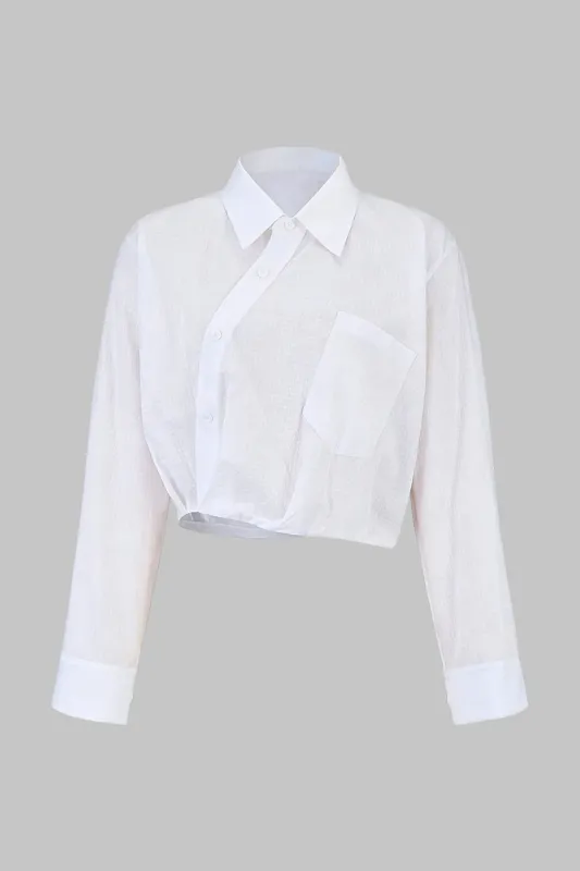 Asymmetrical Pocket Long-Sleeve Shirt sold by Micas