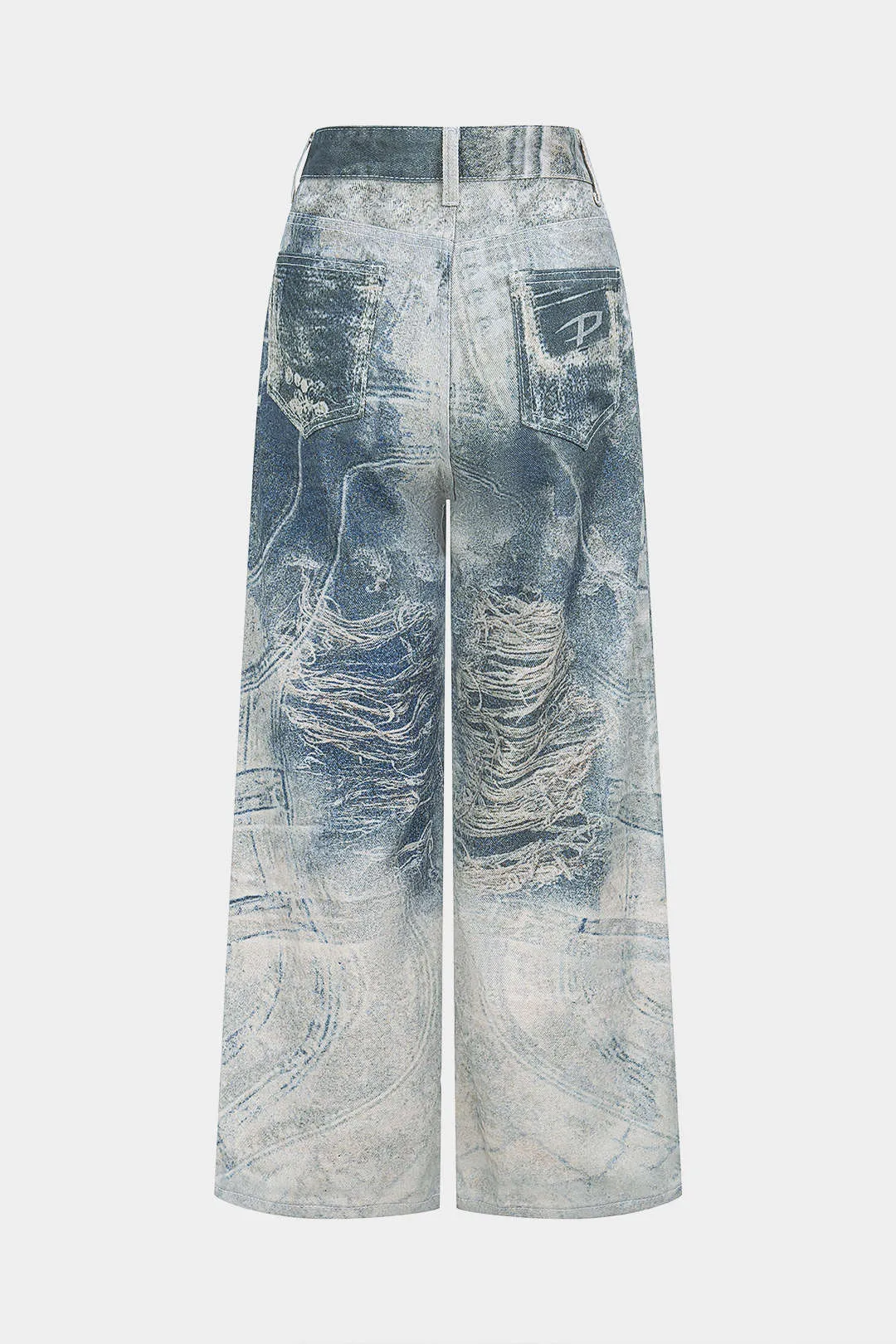Denim Retro Print Wide Leg Jeans sold by Micas product image thumbnail 2