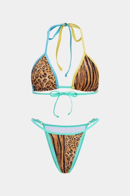 Leopard Print Leopard Tie-Up Split Bikini Set sold by Micas