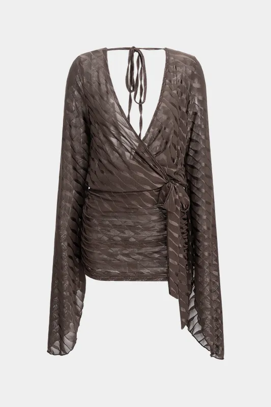 Crossed V-Neck Tie-Up Backless Long Sleeve Mini Dress sold by Micas