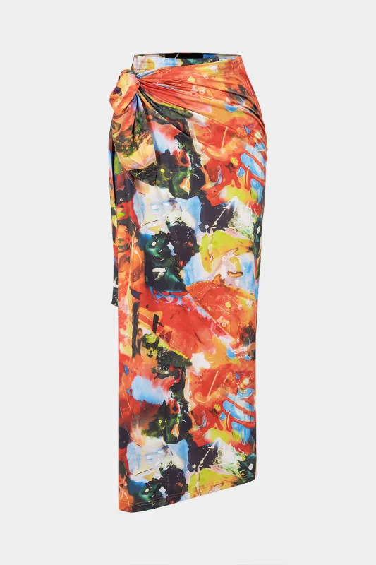 Floral Print Tie-Up Skirt sold by Micas