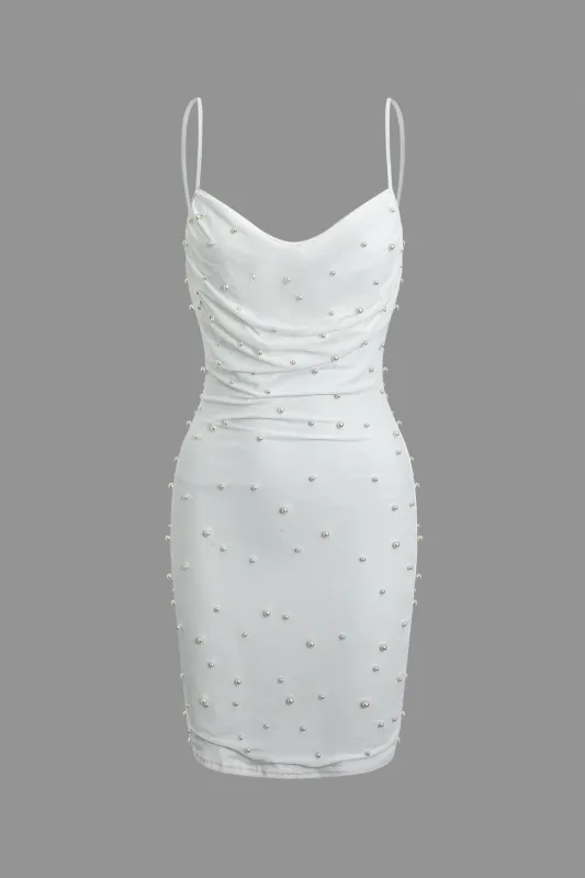 Pearl Decor Ruched Sleeveless Slip Mini Dress sold by Micas