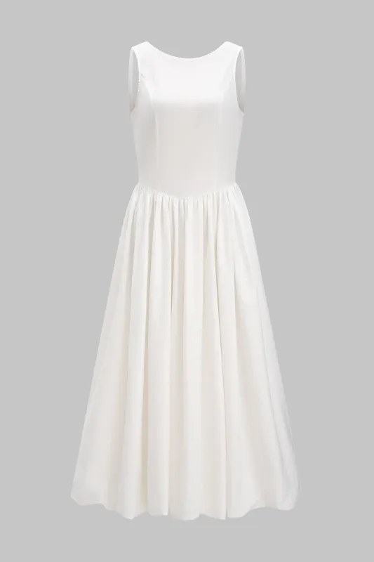 Ruched Backless Zipper Sleeveless Midi Dress sold by Micas