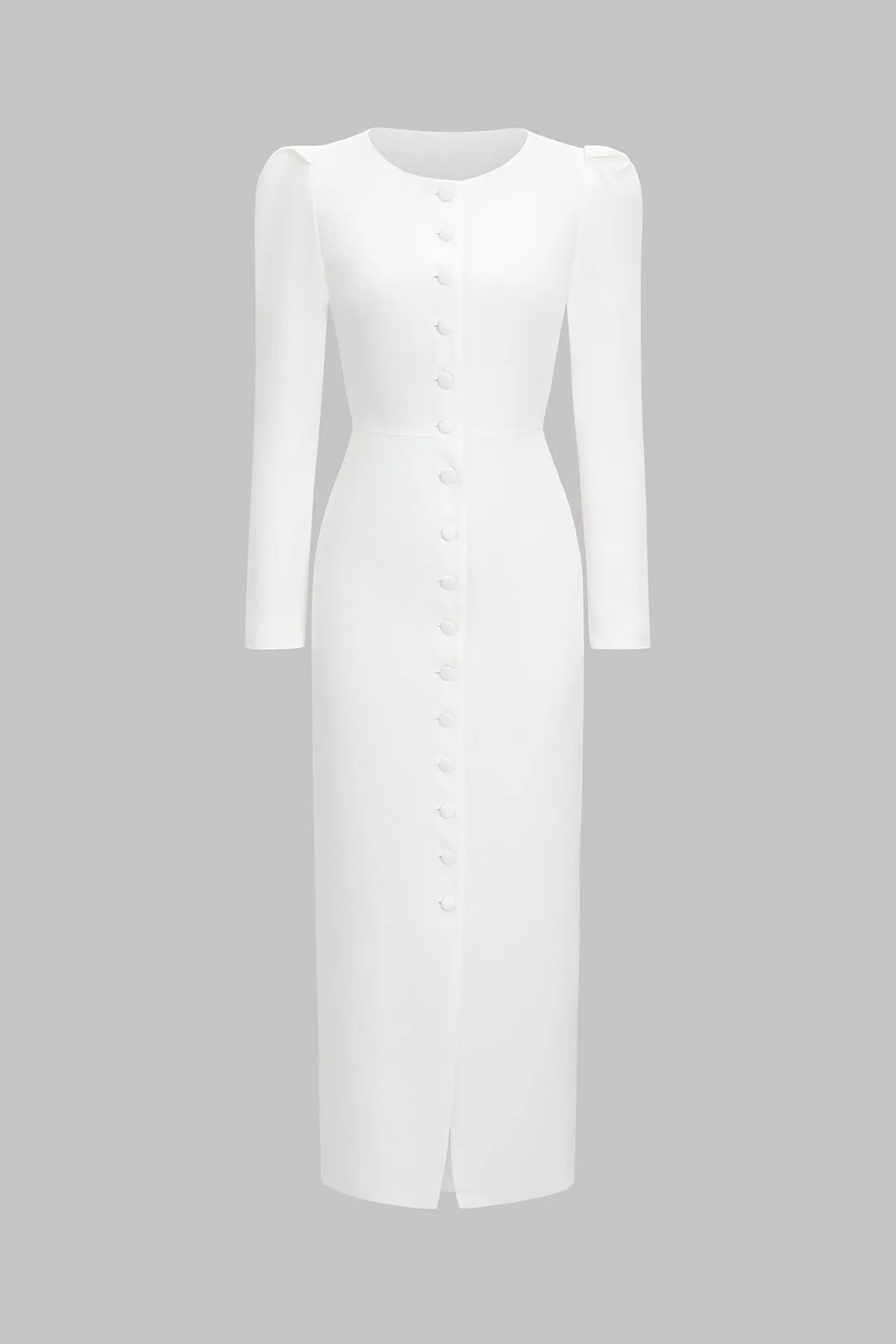 Round Neck Button Long Sleeve Maxi Dress sold by Micas