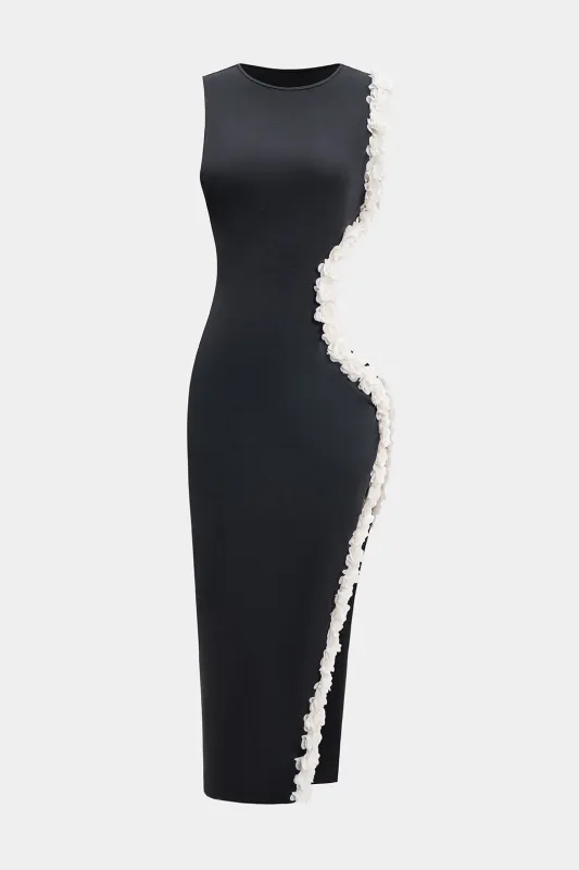 3D Floral Decor Cut Out Slit Sleeveless Maxi Dress sold by Micas