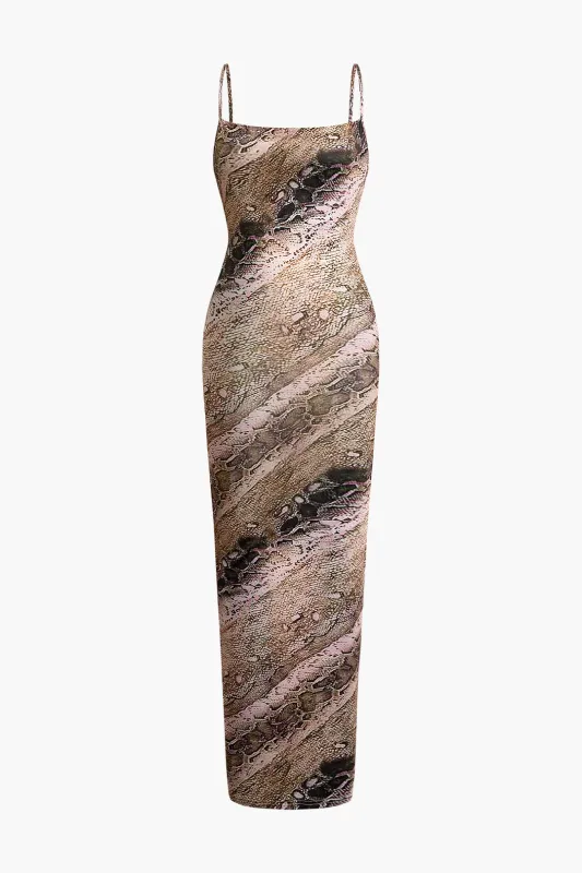 Snake Skin Print Backless Sleeveless Maxi Dress sold by Micas