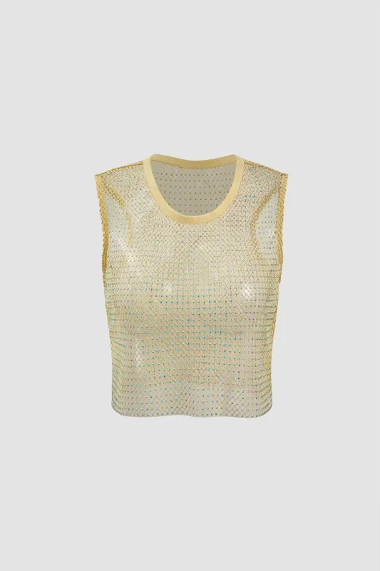 Crystal Decor Fishnet Tank Top sold by Micas