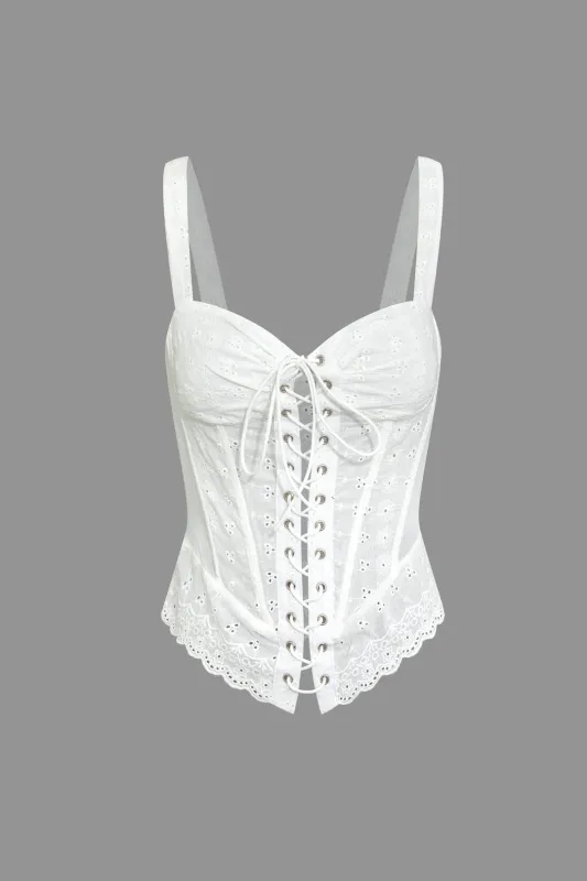 Asymmetrical Tie-Up Hollow Out Cami Top sold by Micas