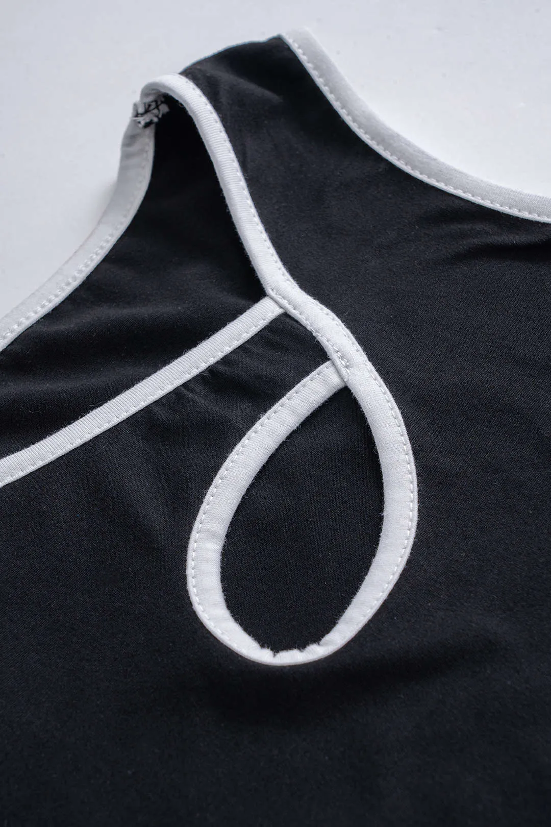 Contrast Cut Out Hollow Shoulder Short Sleeve T-Shirt sold by Micas product image thumbnail 3