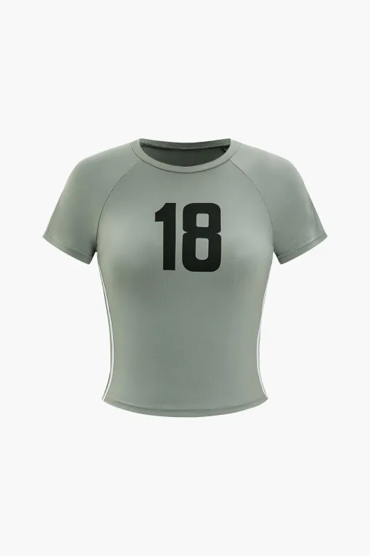 Contrast Digital Pattern Print Round Neck Short Sleeve T-Shirt sold by Micas