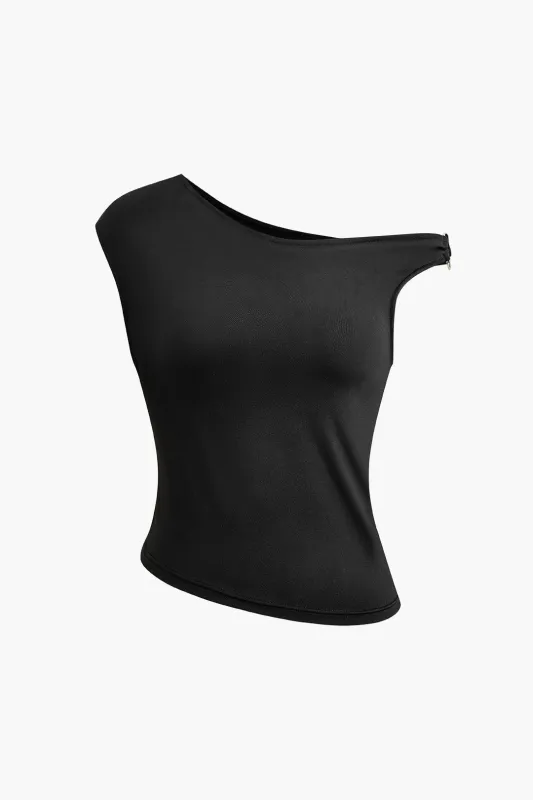 Asymmetrical Short Sleeve T-Shirt sold by Micas