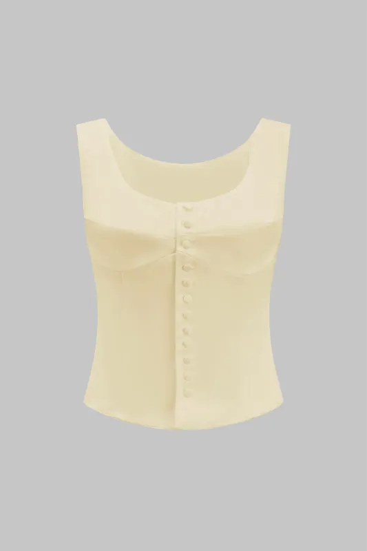 Satin Button Tank Top sold by Micas