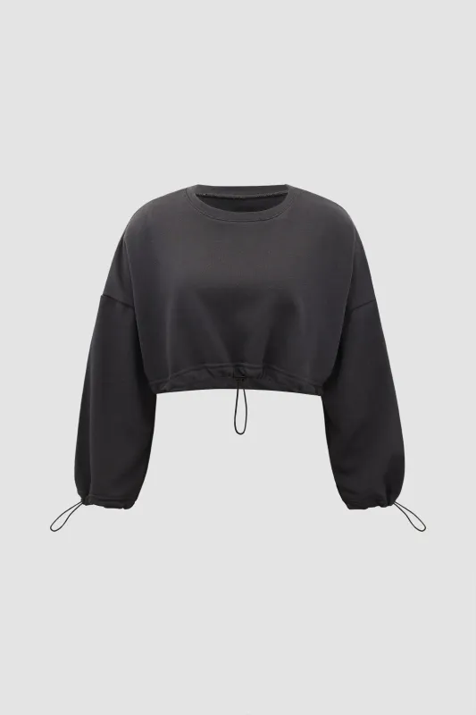 Round Neck Drawstring Long-Sleeve Top sold by Micas