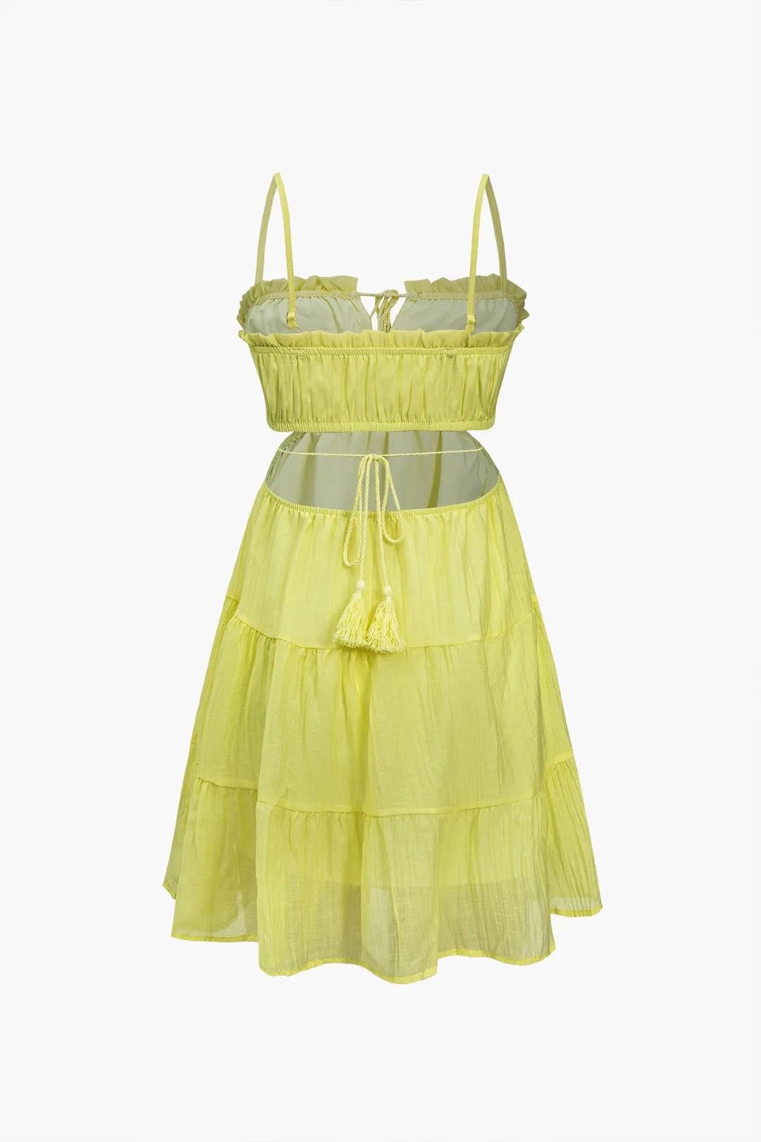 Satin Tie Up Shirred Cut Out Mini Dress sold by Micas product image thumbnail 2