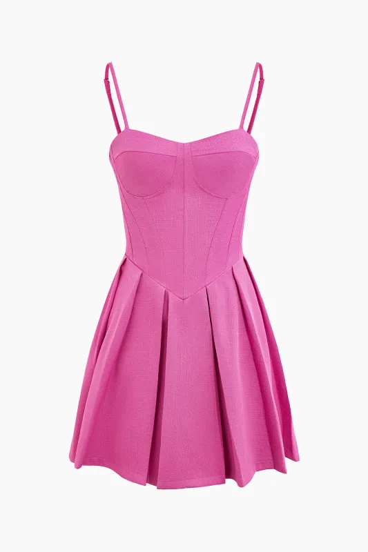 Pleated Zipper Sleeveless Mini Dress sold by Micas