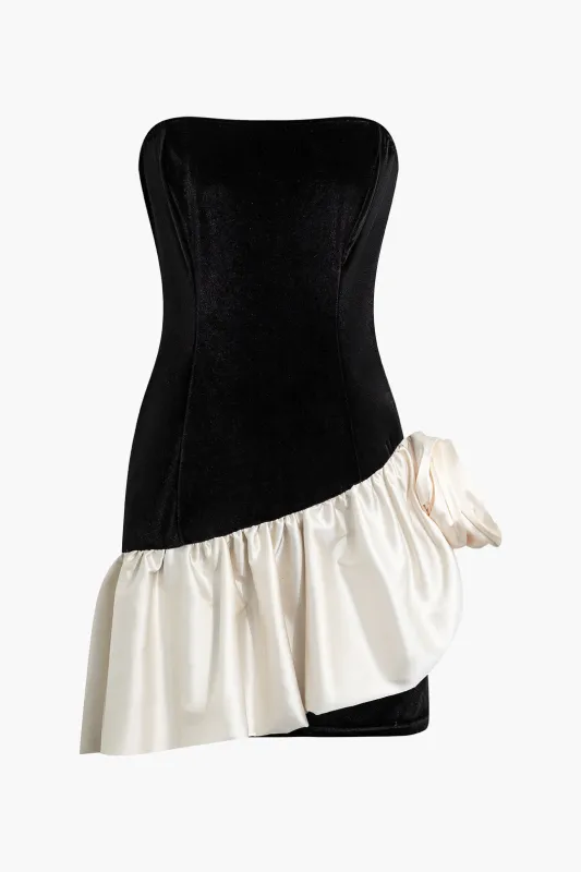 3D Flower Decor Patchwork Sleeveless Mini Dress sold by Micas