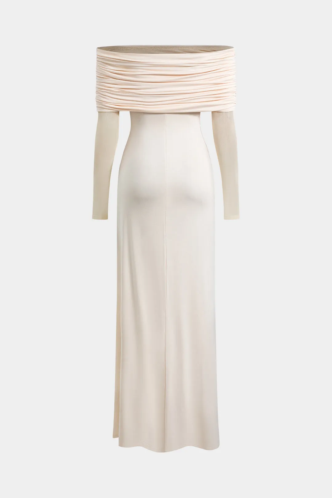 Mesh Off Shoulder Ruched Long Sleeve Maxi Dress sold by Micas product image thumbnail 2