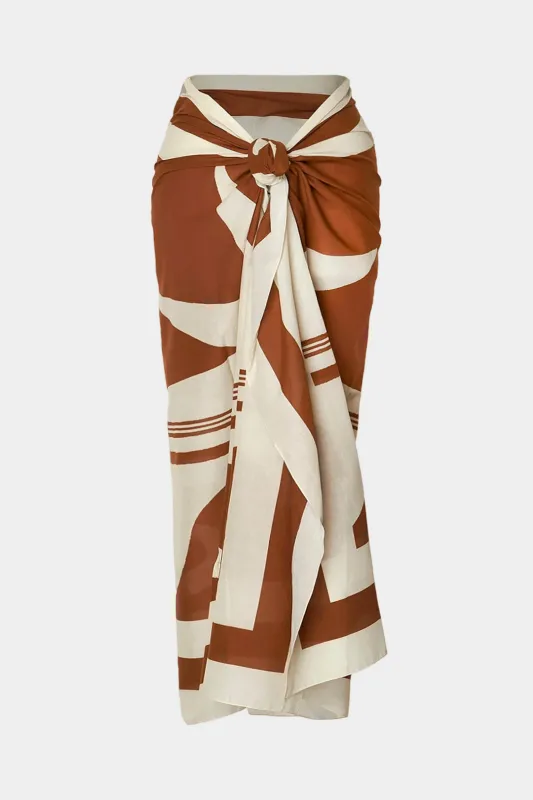 Abstract Print Tie Front A-Line Skirt sold by Micas