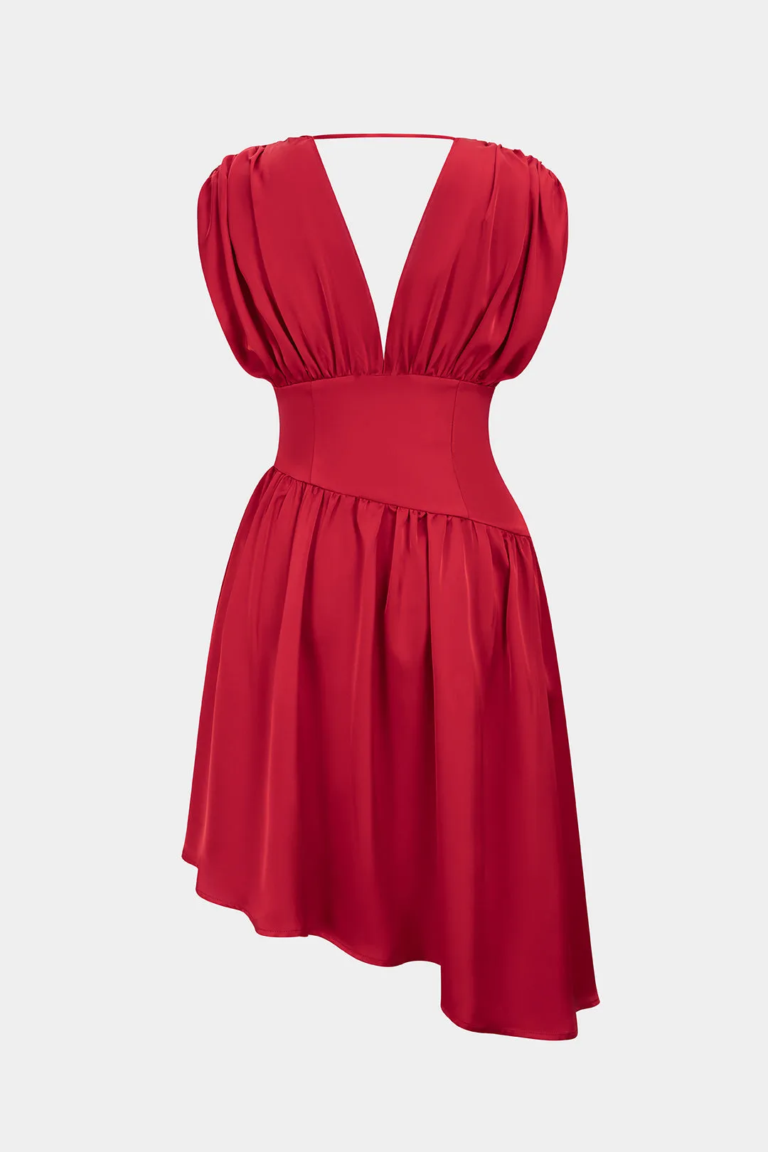 V-Neck Satin Ruched Sleeveless Midi Dress sold by Micas product image thumbnail 2