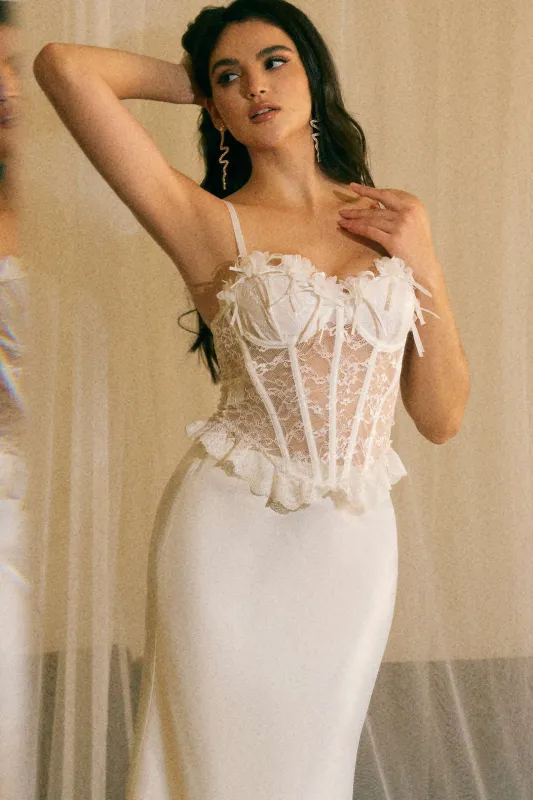 Lace Ruffle Edge Corset Waistband Slip Cami Top sold by Micas