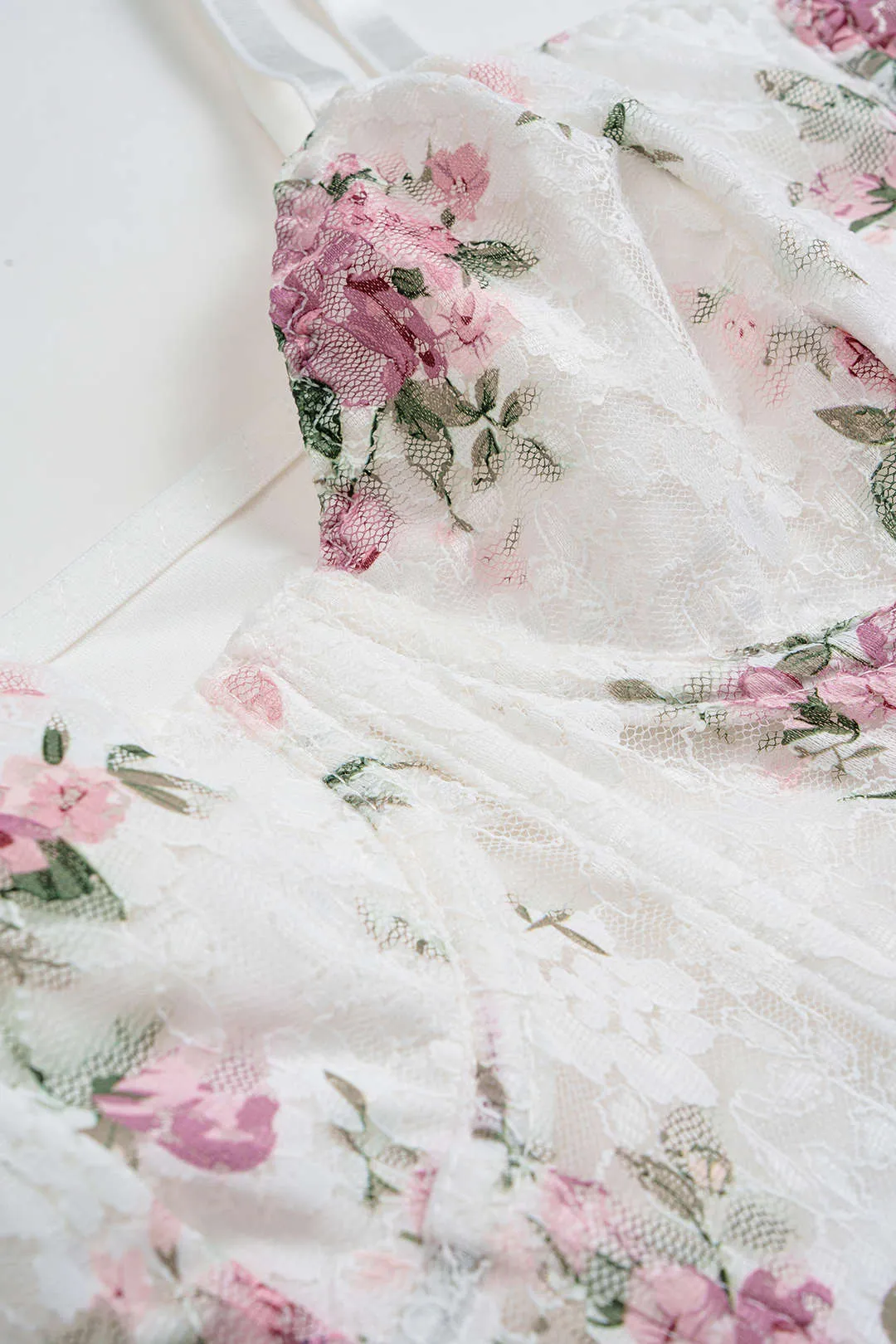 Floral Print Sheer Slip Underwire Sleeveless Bodysuit sold by Micas product image thumbnail 3