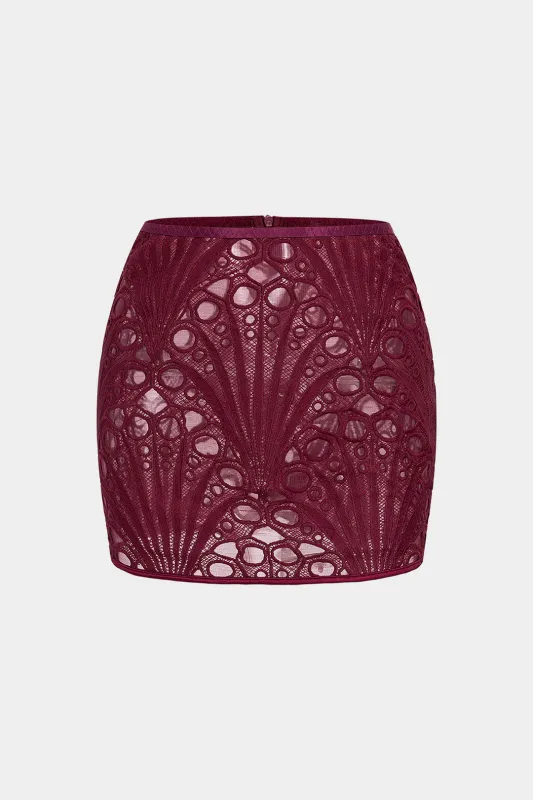 Embroidery Zipper Cut Out Mini Skirt sold by Micas