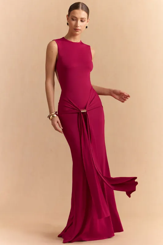 Solid Knotted Backless Sleeveless Maxi Dress sold by Micas
