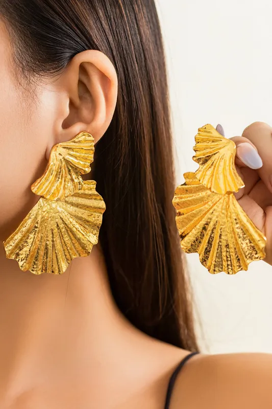 Alloy Leaf Geometric Earrings sold by Micas