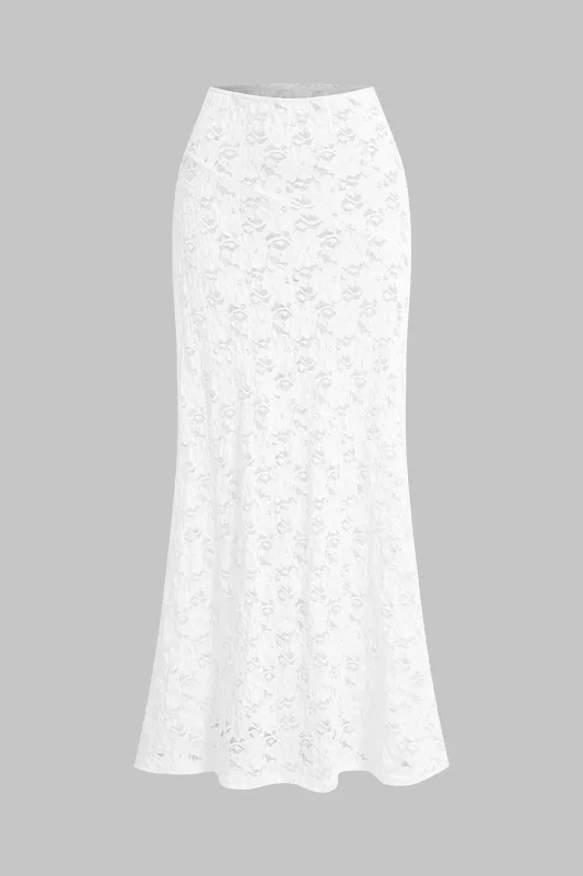 Sheer Lace High Waist Skirt sold by Micas