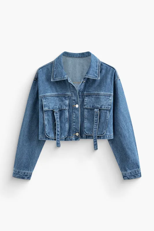 Denim Pocket Cropped Outerwear sold by Micas