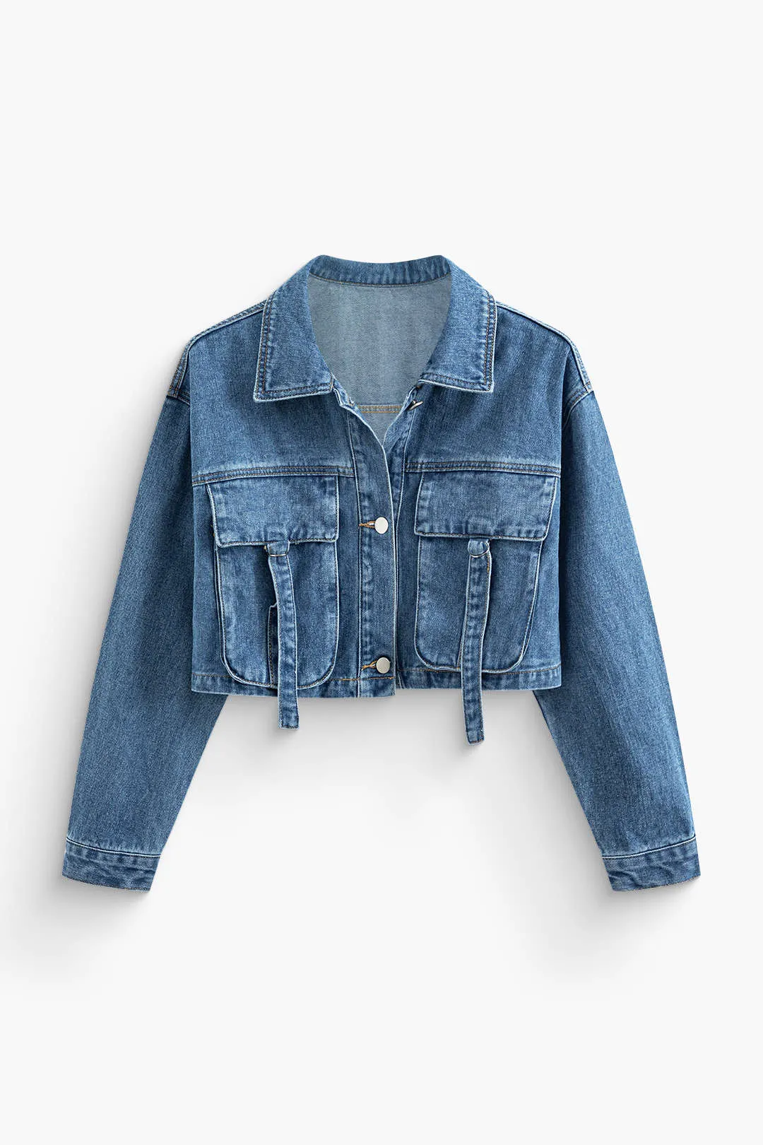 Denim Pocket Cropped Outerwear sold by Micas