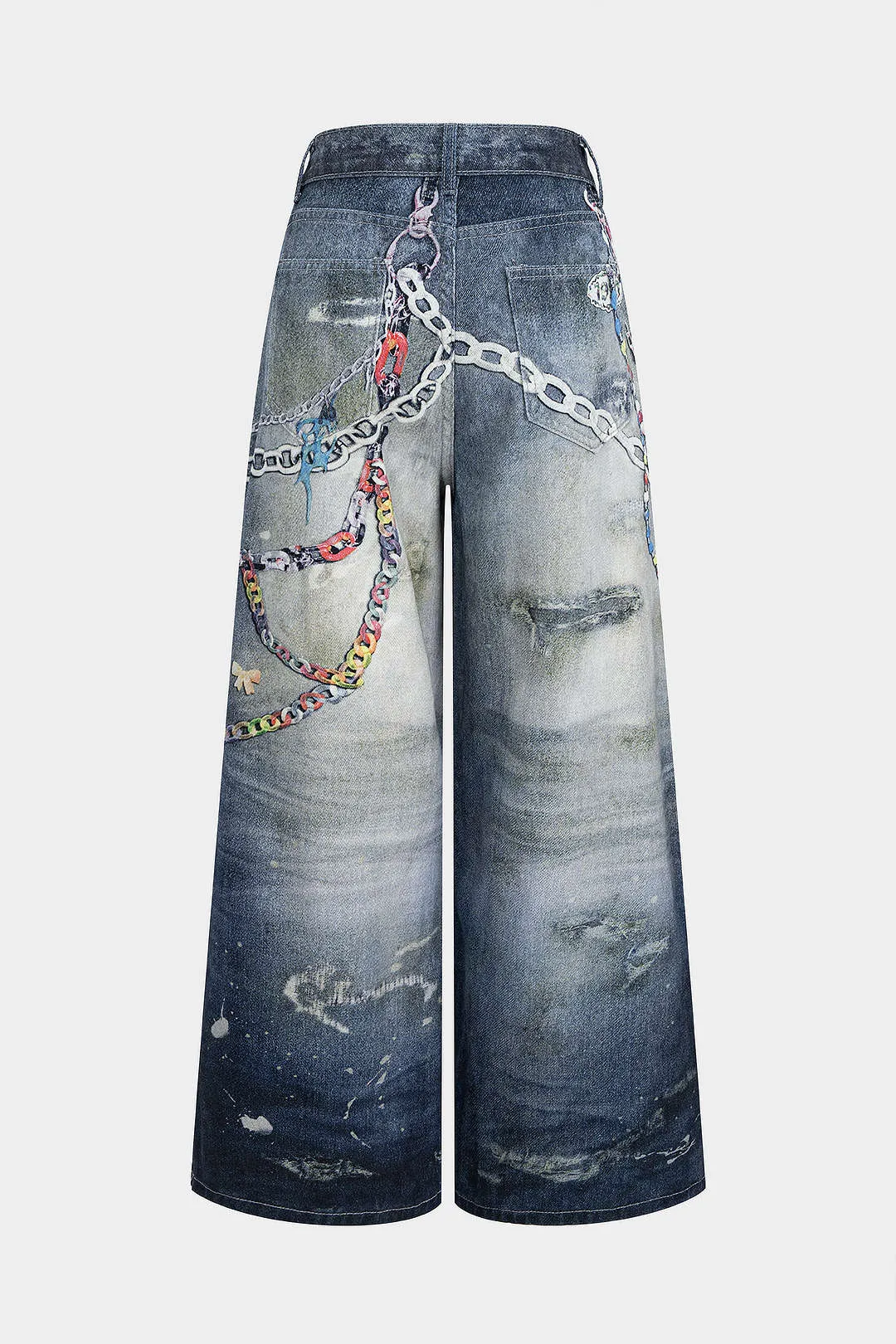 Denim Graffiti Print High Waist Wide Leg Jeans sold by Micas product image thumbnail 2