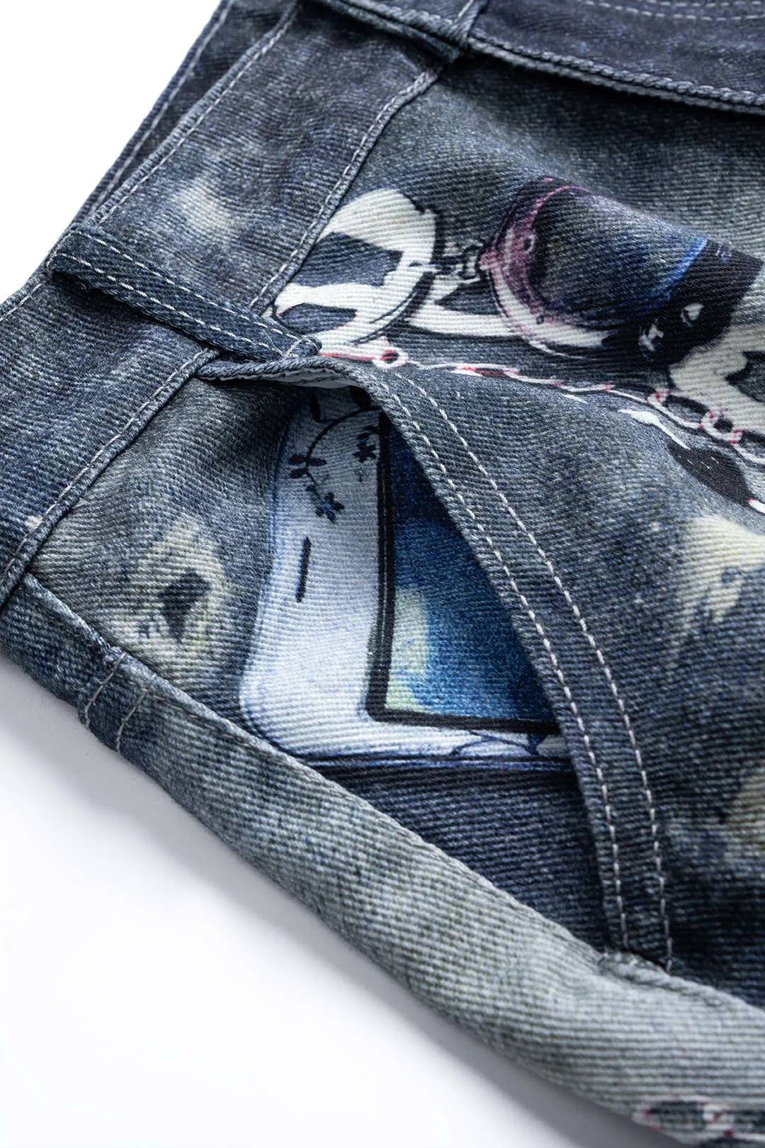 Denim Graffiti Print High Waist Wide Leg Jeans sold by Micas product image thumbnail 3